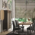 Aparador alto moderno con 3 estantes y 2 cajones para sala de estar 106x177cm Blaine Modelo