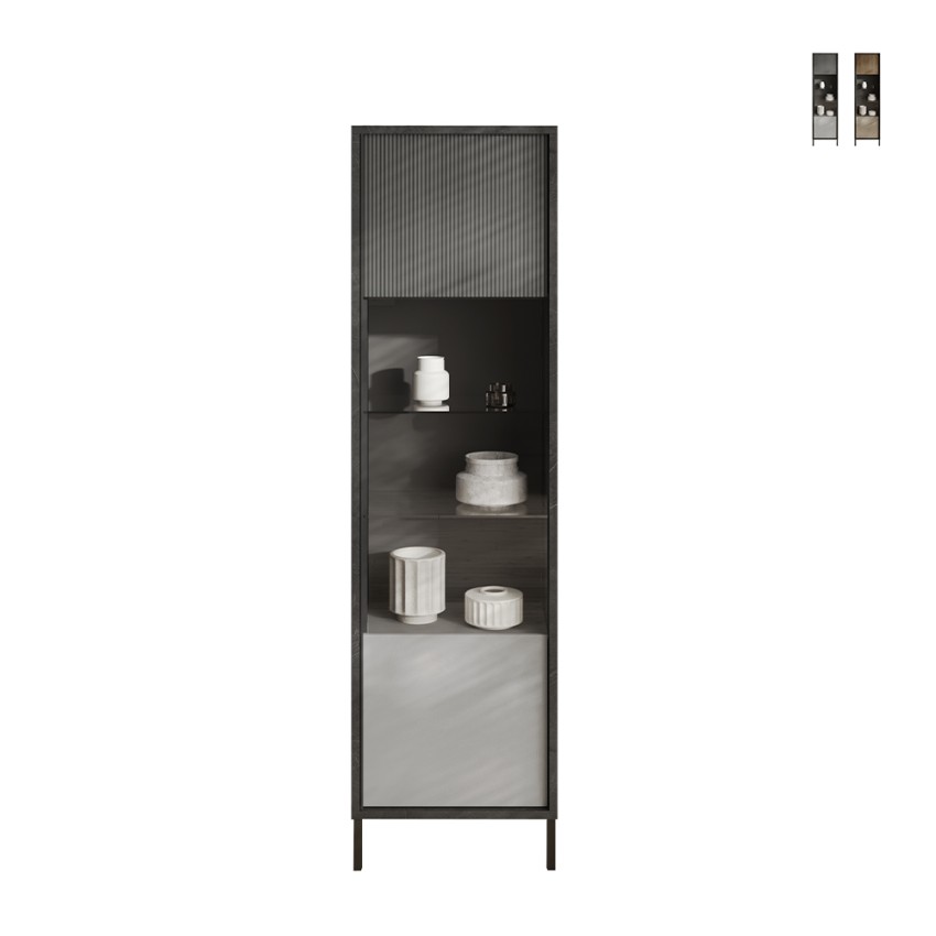 Vitrina moderna para sala de estar expositiva con 2 estantes 55x40x203cm Winona Promoción Vitrina moderna para sala de estar expositiva con 2 estantes 55x40x203cm Winona Promoción