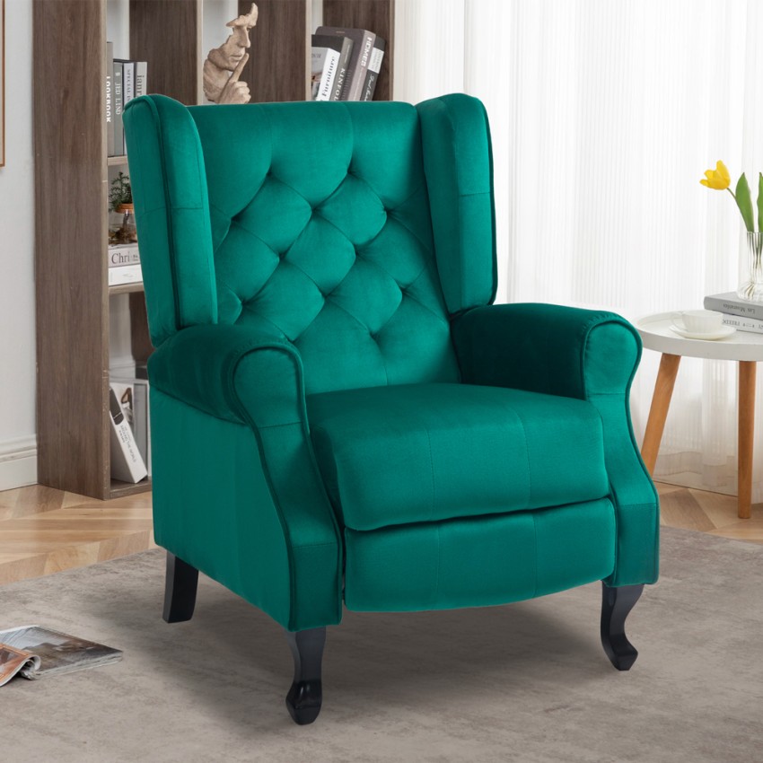 Sillón bergère de salón reclinable en terciopelo Ethron Lux Promoción