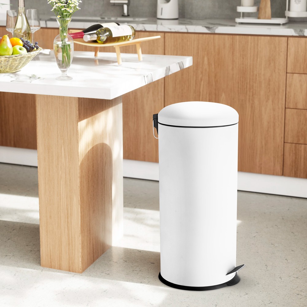Cubo de basura de 30 litros blanco de acero extraíble Nith