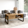 Mesa centro 100x60 cm de madera y metal estilo industrial Maupin Promoción
