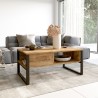 Mesa centro 100x60 cm de madera y metal estilo industrial Maupin Promoción