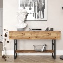 Consola de recibidor de madera y metal estilo industrial con 2 cajones Etage Rebajas