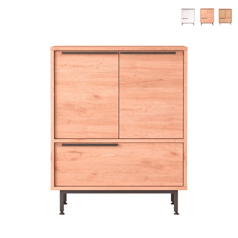 Mueble versátil aparador para cocina o zapatero con 3 puertas de madera de 75x36x90 cm Thaon Promoción