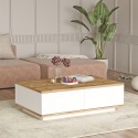 Mesa centro blanca para el salón con 2 puertas de madera 90x60 cm Tynne Oferta