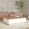 Mesa centro blanca para el salón con 2 puertas de madera 90x60 cm Tynne Oferta
