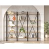 Librería de pared de diseño moderno de metal con estantes de madera 220x34x180 cm Batuan Descueto