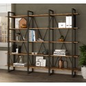 Librería de pared de diseño moderno de metal con estantes de madera 220x34x180 cm Batuan Catálogo
