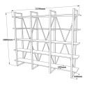 Librería de pared de diseño moderno de metal con estantes de madera 220x34x180 cm Batuan Stock