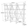 Librería de pared de diseño moderno de metal con estantes de madera 220x34x180 cm Batuan Stock