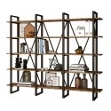Librería de pared de diseño moderno de metal con estantes de madera 220x34x180 cm Batuan Venta