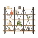Librería de pared de diseño moderno de metal con estantes de madera 220x34x180 cm Batuan Rebajas