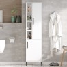 Armario columna de baño color blanco con 2 puertas y estantes 45x36x184 cm Femmy Descueto