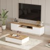 Juego de mueble TV con 3 estantes y mesa centro de madera color blanco 3, diseño moderno Award Oferta