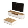 Juego de mueble TV con 3 estantes y mesa centro de madera color blanco 3, diseño moderno Award Venta