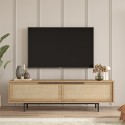 Mueble TV de 160x36 cm de madera con 2 puertas efecto ratán Bayeaux Oferta