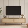 Mueble TV de 160x36 cm de madera con 2 puertas efecto ratán Bayeaux Oferta