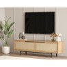 Mueble TV de 160x36 cm de madera con 2 puertas efecto ratán Bayeaux Rebajas