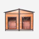 Caseta de madera exterior para perros de tamaño mediano 150x79x110 cm con doble entrada Oscar Rebajas