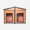 Caseta de madera exterior para perros de tamaño mediano 150x79x110 cm con doble entrada Oscar Rebajas