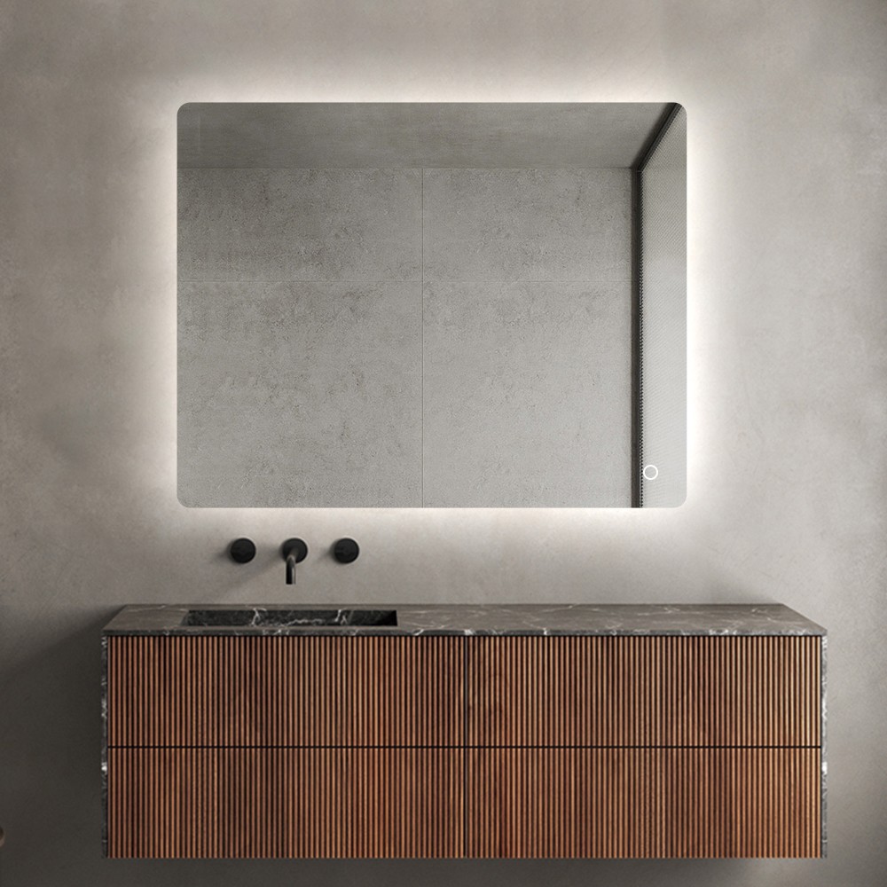 Espejo de baño rectangular retroiluminado 60x80 cm con luces led Strokkur M