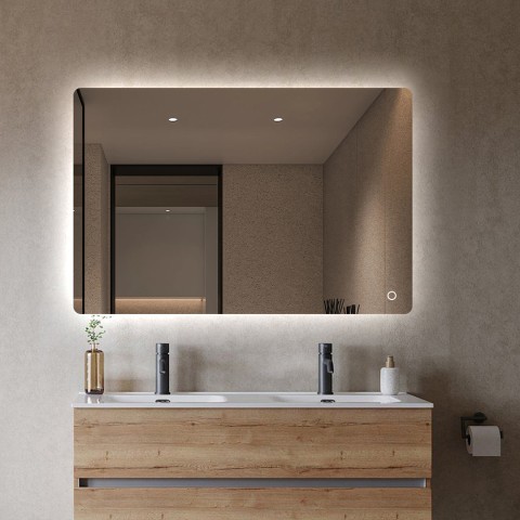 Espejo de baño rectangular retroiluminado con luces led 70x90 cm Strokkur L Promoción