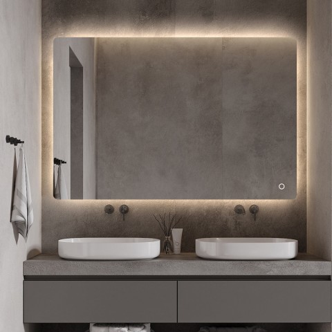 Espejo de baño moderno con luces led retroiluminado 75x100 cm Strokkur XL Promoción