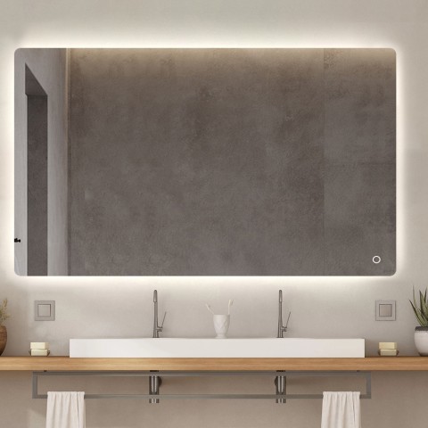 Espejo de baño 130x80 cm diseño retroiluminado con luces led Strokkur XXL Promoción