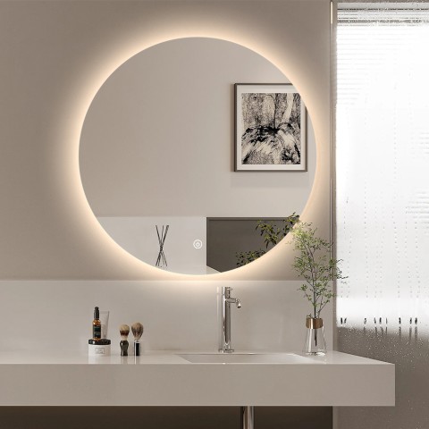 Espejo de baño redondo con luces led 60 cm retroiluminado Rotorua M Promoción