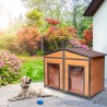 Caseta de madera exterior para perros de tamaño mediano 150x79x110 cm con doble entrada Oscar Venta