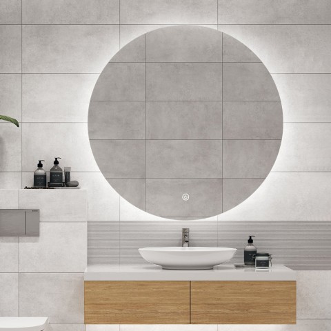 Espejo de baño redondo con luces led 80 cm retroiluminado Rotorua XL Promoción