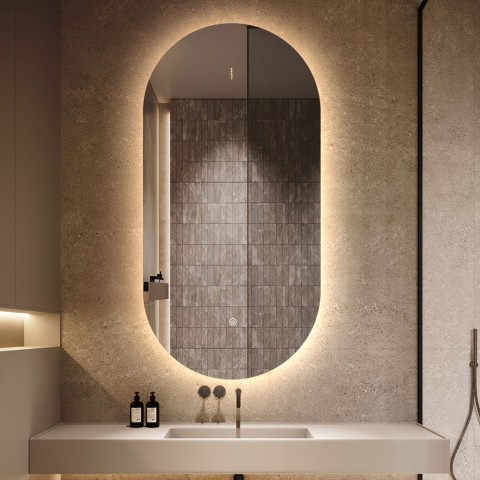Espejo de baño led ovalado 50x100cm diseño retroiluminado Konughs L Promoción