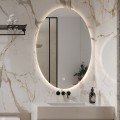 Espejo para baño ovalado 60x80cm con luces led retroiluminado Sodin L Promoción