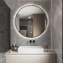 Espejo de baño redondo con led  70 cm retroiluminado con marco negro Laugarv L Oferta