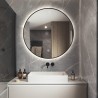 Espejo de baño redondo con led  70 cm retroiluminado con marco negro Laugarv L Oferta