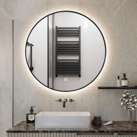 Espejo de baño led redondo 80cm marco retroiluminado Laugarv XL Promoción