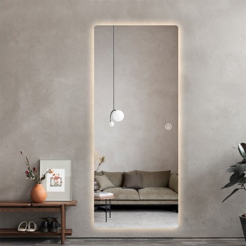 Espejo de pared rectangular con LED retroiluminado 70x170cm Opperishola Promoción