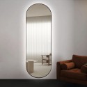 Espejo ovalado de pared para el salón 65x170 cm retroiluminado con marco Reyk Stock