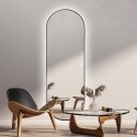 Espejo ovalado de pared para el salón 65x170 cm retroiluminado con marco Reyk Descueto