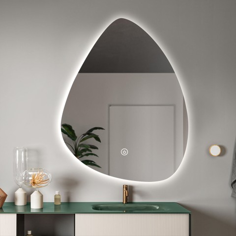 Espejo baño retroiluminado led diseño en forma de gota 70x90cm Vmidur XL Promoción