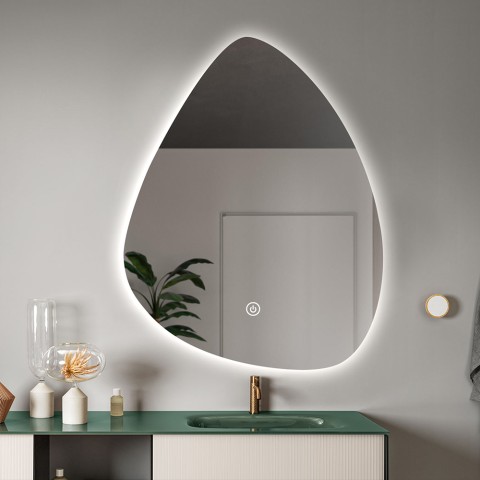 Espejo de baño retroiluminado con luces led y diseño gota 70x90 cm Vmidur XL Promoción