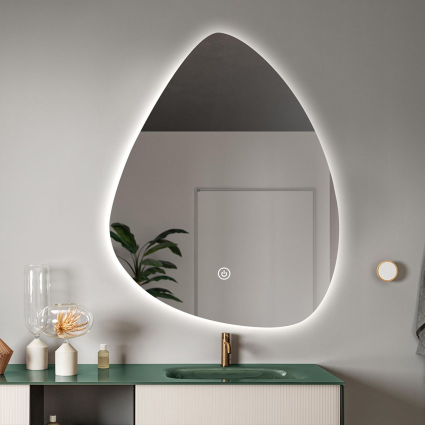 Espejo baño retroiluminado led diseño en forma de gota 70x90cm Vmidur XL Promoción Espejo baño retroiluminado led diseño en forma de gota 70x90cm Vmidur XL Promoción