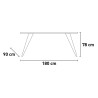 Mesa de comedor de cocina diseño moderno 180x90cm patas de hierro Eagan Modelo