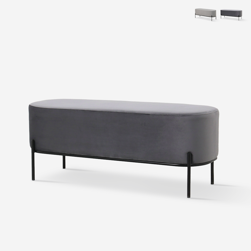 Puff reposapiés banqueta recibidor de diseño de terciopelo gris Monet