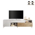 Mueble TV moderno blanco madera con cajón y 2 puertas 241x42x67cm Clere Promoción