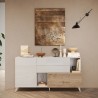 Aparador de cocina y sala de estar 2 puertas 2 cajones madera blanca 181x42x94 cm Kamie 