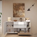 Aparador de cocina y sala de estar 2 puertas 2 cajones madera blanca 181x42x94 cm Kamie 