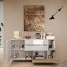 Aparador de cocina y sala de estar 2 puertas 2 cajones madera blanca 181x42x94 cm Kamie 