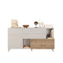 Aparador de cocina y sala de estar 2 puertas 2 cajones madera blanca 181x42x94 cm Kamie Coste