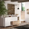 Aparador de cocina y sala de estar 2 puertas 2 cajones madera blanca 181x42x94 cm Kamie Descueto